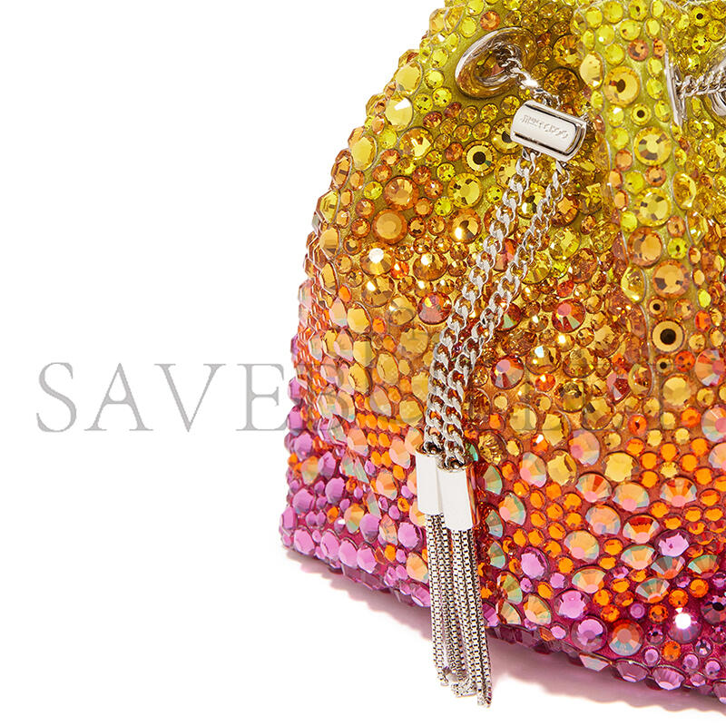 JIMMY CHOO BON BON MULTICOLORED CRYSTAL TOP-HANDLE BAG (15*14*9.5cm)